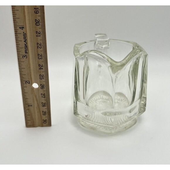 Vintage Starburst Crystal Clear Class Creamer Starburst Bottom Design USA Used - Picture 3 of 6